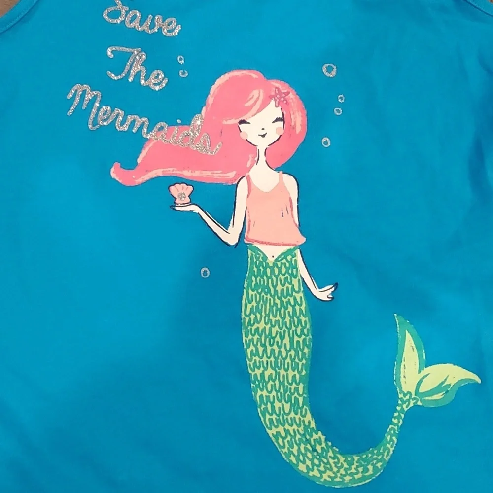 Gymboree/Mudd Matching Mermaid Tanktop & Bermuda Jean Shorts Size 7